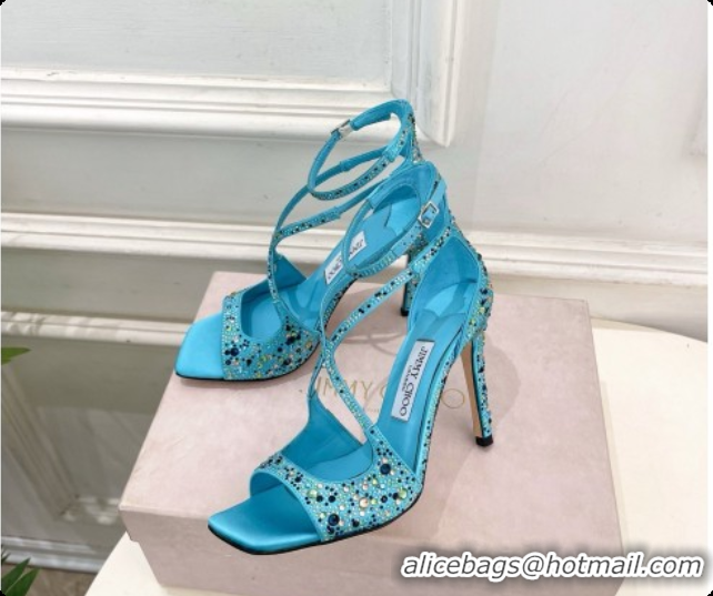 Best Price Jimmy Choo Azia 95 Sandals with Crystals J091238 Blue 2026