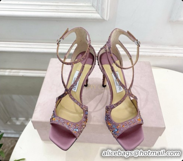 Best Price Jimmy Choo Azia 95 Sandals with Crystals J091239 Purple 2026