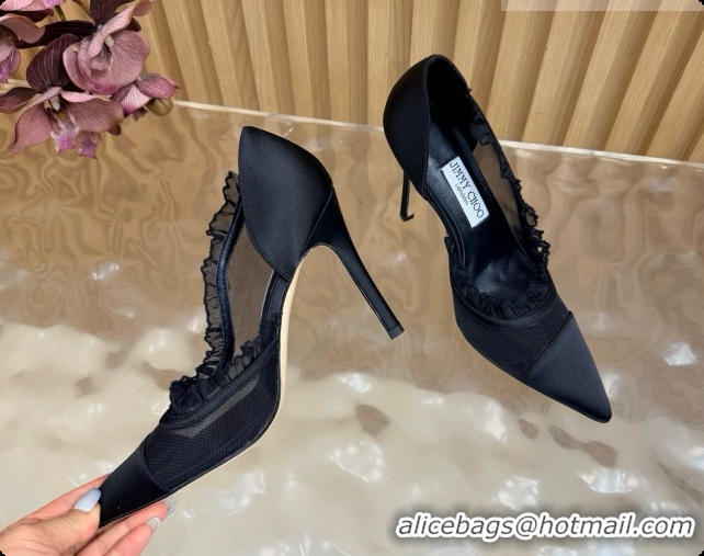 Sumptuous Jimmy Choo Brigitte 100 Pumps in Mesh and Satin J091240 Black 2026