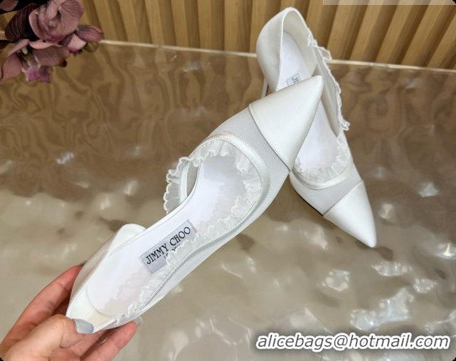 Stylish Jimmy Choo Brigitte 100 Pumps in Mesh and Satin J091241 White 2026
