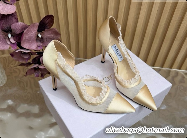 Perfect Jimmy Choo Brigitte 100 Pumps in Mesh and Satin J091242 Beige 2026