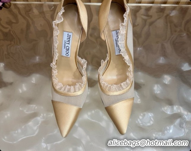 Perfect Jimmy Choo Brigitte 100 Pumps in Mesh and Satin J091242 Beige 2026