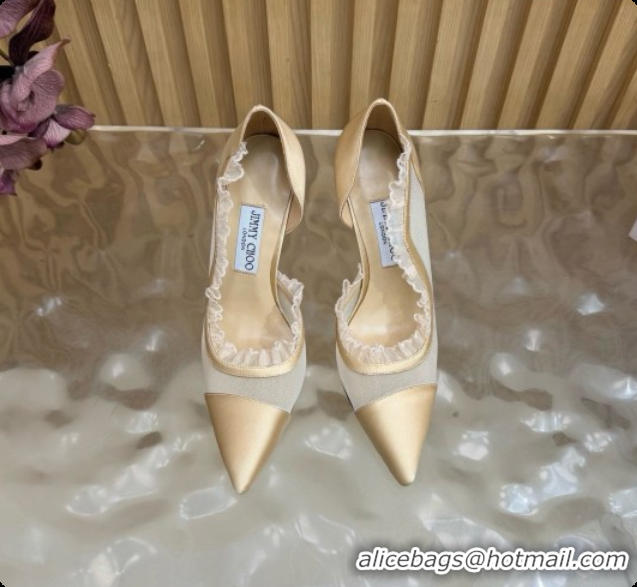 Perfect Jimmy Choo Brigitte 100 Pumps in Mesh and Satin J091242 Beige 2026