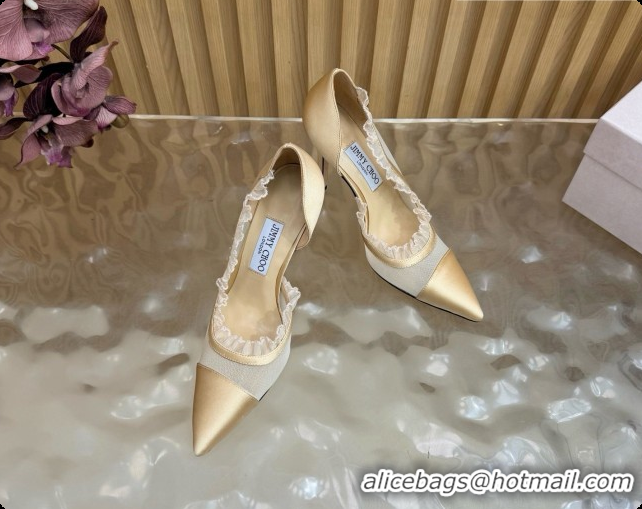 Perfect Jimmy Choo Brigitte 100 Pumps in Mesh and Satin J091242 Beige 2026