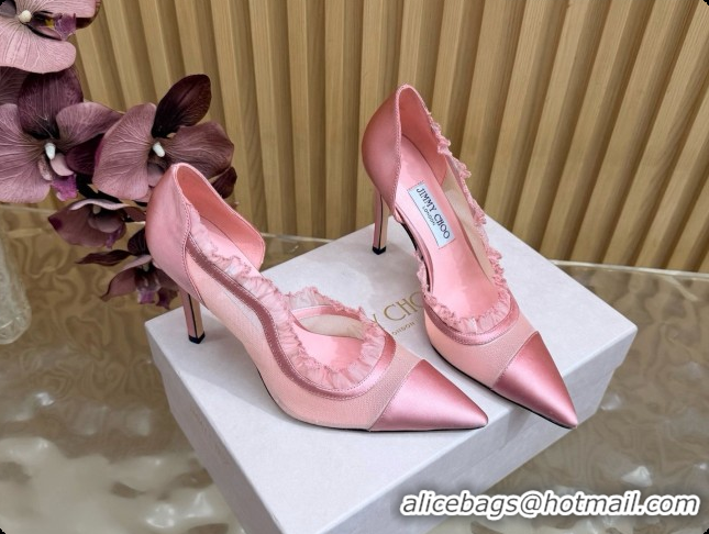 Most Popular Jimmy Choo Brigitte 100 Pumps in Mesh and Satin J091243 Pink 2026