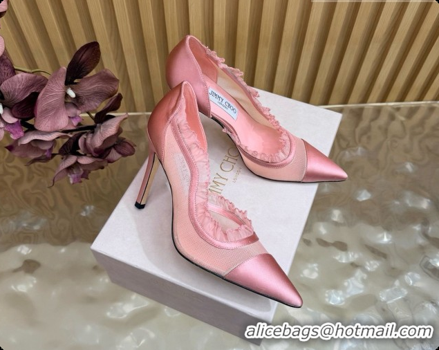 Most Popular Jimmy Choo Brigitte 100 Pumps in Mesh and Satin J091243 Pink 2026