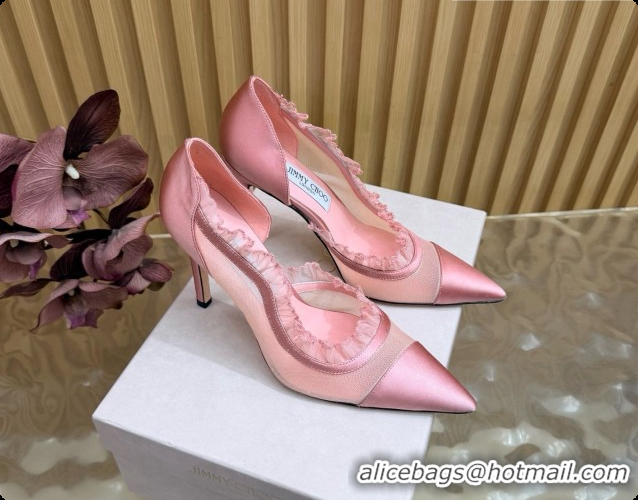 Most Popular Jimmy Choo Brigitte 100 Pumps in Mesh and Satin J091243 Pink 2026
