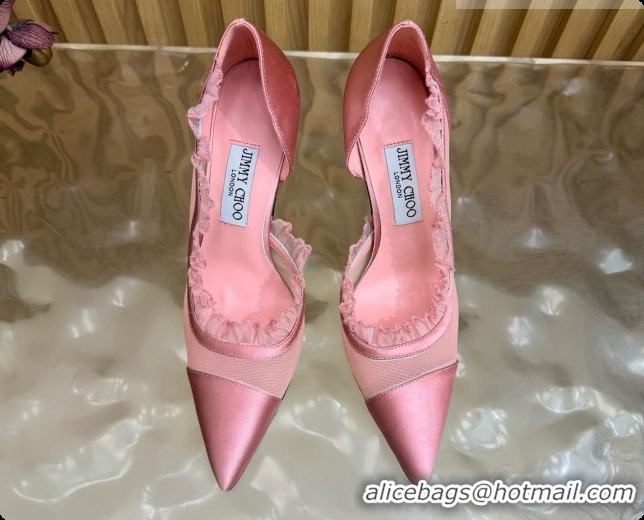 Most Popular Jimmy Choo Brigitte 100 Pumps in Mesh and Satin J091243 Pink 2026