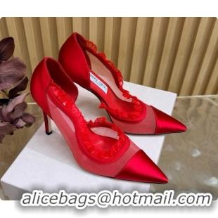 Good Quality Jimmy Choo Brigitte 100 Pumps in Mesh and Satin J091244 Red 2026