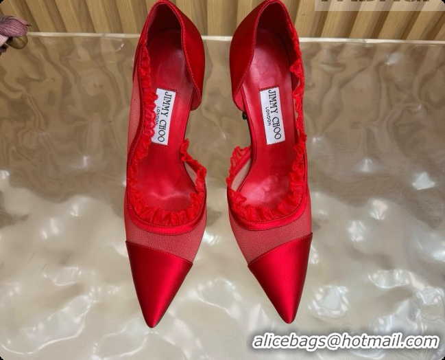 Good Quality Jimmy Choo Brigitte 100 Pumps in Mesh and Satin J091244 Red 2026