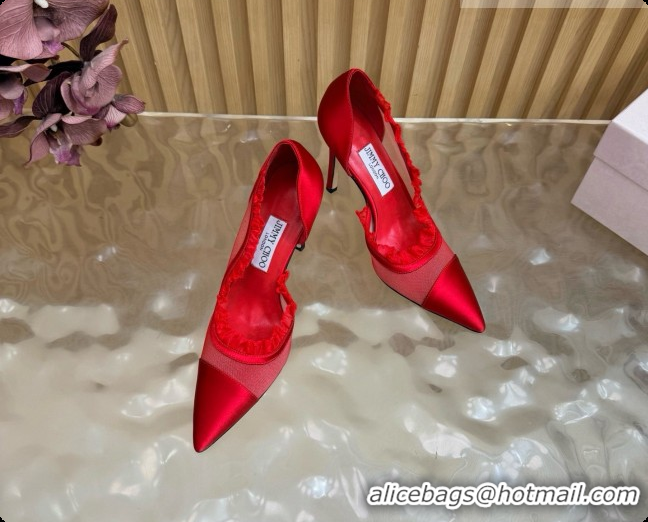 Good Quality Jimmy Choo Brigitte 100 Pumps in Mesh and Satin J091244 Red 2026