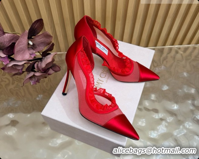 Good Quality Jimmy Choo Brigitte 100 Pumps in Mesh and Satin J091244 Red 2026
