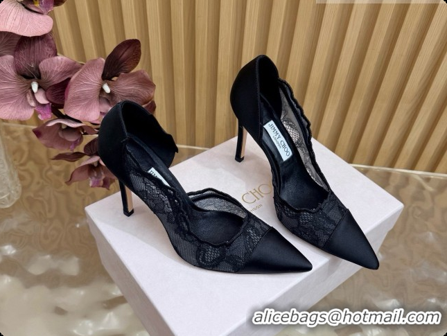 Pretty Style Jimmy Choo Brigitte 100 Pumps in Lace and Satin J091245 Black 2026