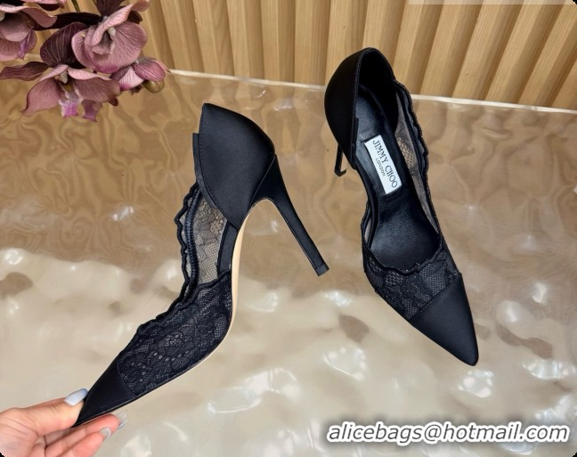 Pretty Style Jimmy Choo Brigitte 100 Pumps in Lace and Satin J091245 Black 2026