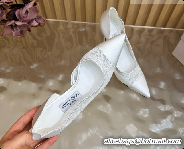 Best Grade Jimmy Choo Brigitte 100 Pumps in Lace and Satin J091246 White 2026