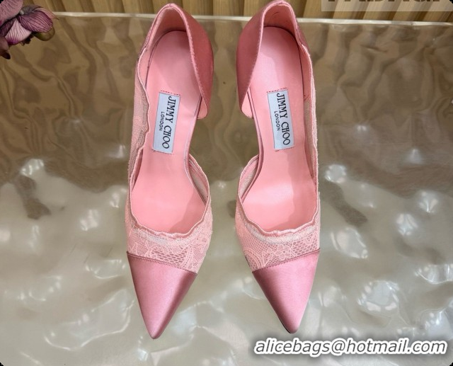 Grade Quality Jimmy Choo Brigitte 100 Pumps in Lace and Satin J091247 Pink 2026