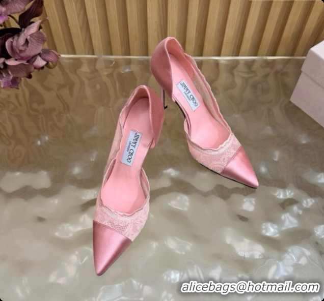 Grade Quality Jimmy Choo Brigitte 100 Pumps in Lace and Satin J091247 Pink 2026