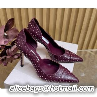 Luxury Jimmy Choo Brigitte 100 Pumps with Studs J091252 Burgundy 2026