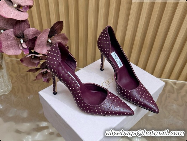 Luxury Jimmy Choo Brigitte 100 Pumps with Studs J091252 Burgundy 2026