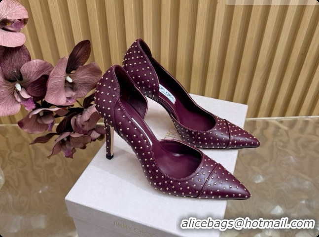 Luxury Jimmy Choo Brigitte 100 Pumps with Studs J091252 Burgundy 2026