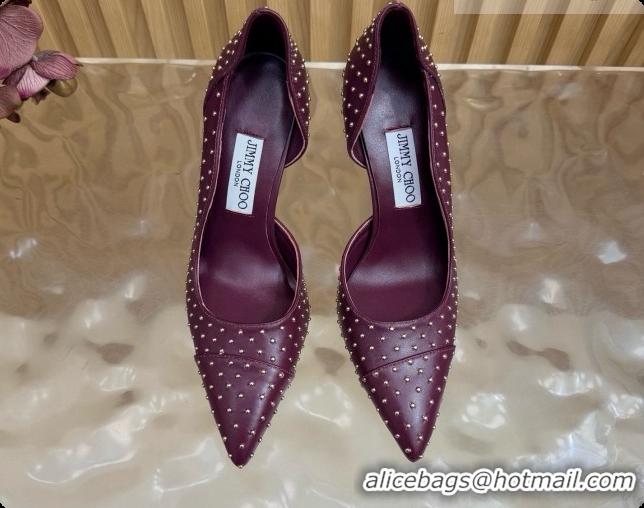 Luxury Jimmy Choo Brigitte 100 Pumps with Studs J091252 Burgundy 2026