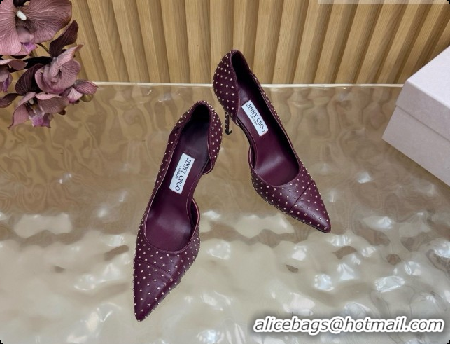 Luxury Jimmy Choo Brigitte 100 Pumps with Studs J091252 Burgundy 2026