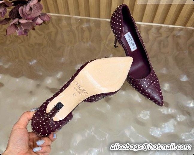 Luxury Jimmy Choo Brigitte 100 Pumps with Studs J091252 Burgundy 2026