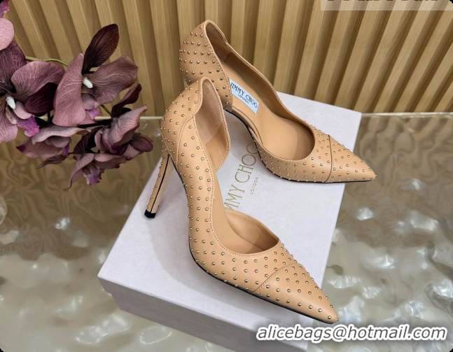 New Style Jimmy Choo Brigitte 100 Pumps with Studs J091253 Beige 2026