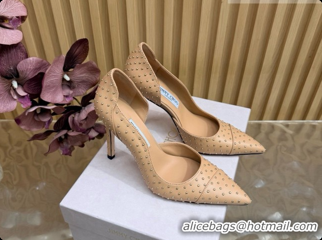 New Style Jimmy Choo Brigitte 100 Pumps with Studs J091253 Beige 2026