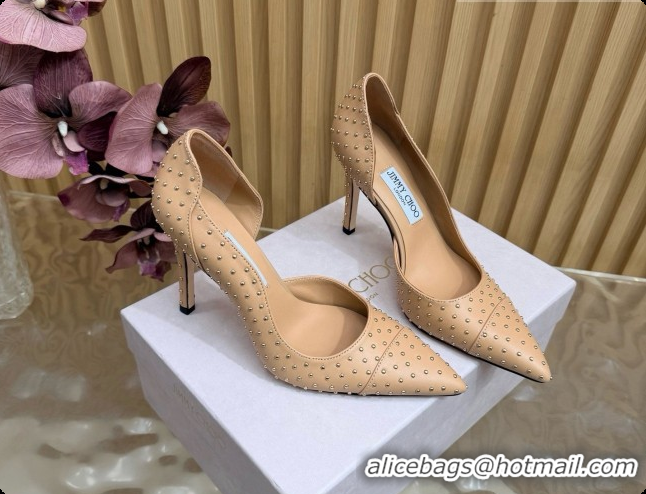 New Style Jimmy Choo Brigitte 100 Pumps with Studs J091253 Beige 2026