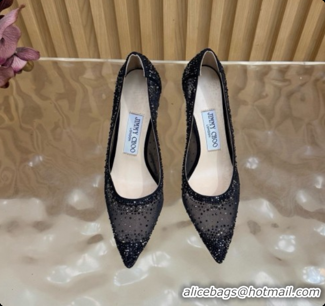 Top Grade Jimmy Choo Mesh Pumps with Crystals 10cm Heel J091255 Black 2026
