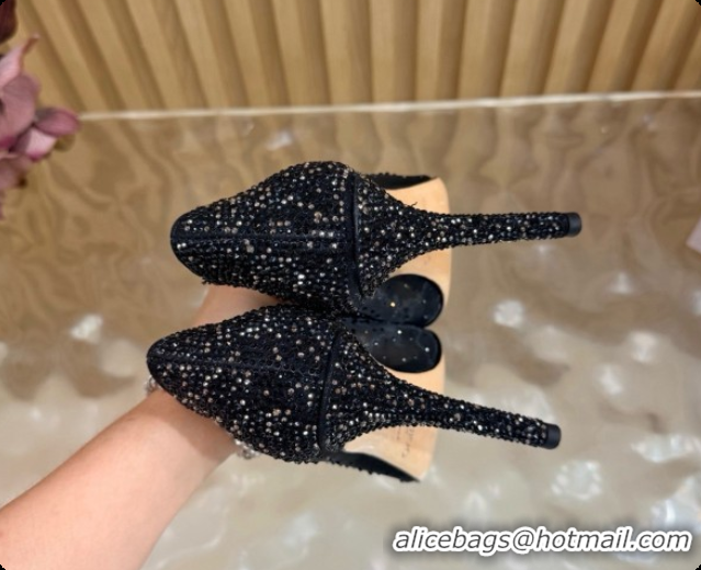 Top Grade Jimmy Choo Mesh Pumps with Crystals 10cm Heel J091255 Black 2026