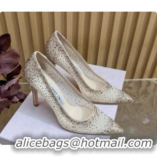 Unique Style Jimmy Choo Mesh Pumps with Crystals 10cm Heel J091256 Beige 2026