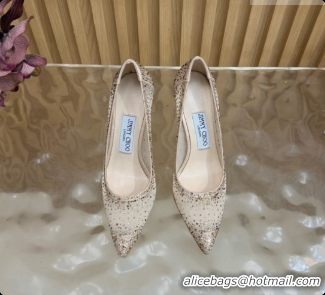 Unique Style Jimmy Choo Mesh Pumps with Crystals 10cm Heel J091256 Beige 2026