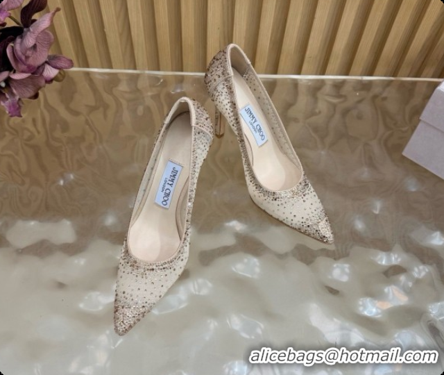 Unique Style Jimmy Choo Mesh Pumps with Crystals 10cm Heel J091256 Beige 2026