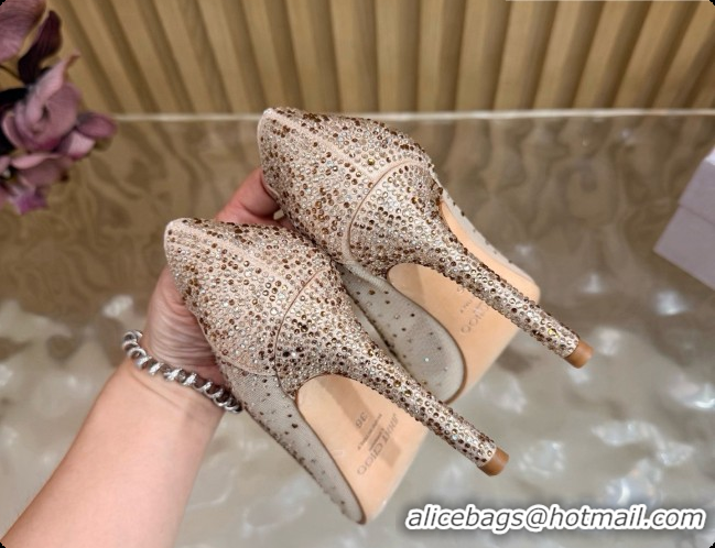Unique Style Jimmy Choo Mesh Pumps with Crystals 10cm Heel J091256 Beige 2026