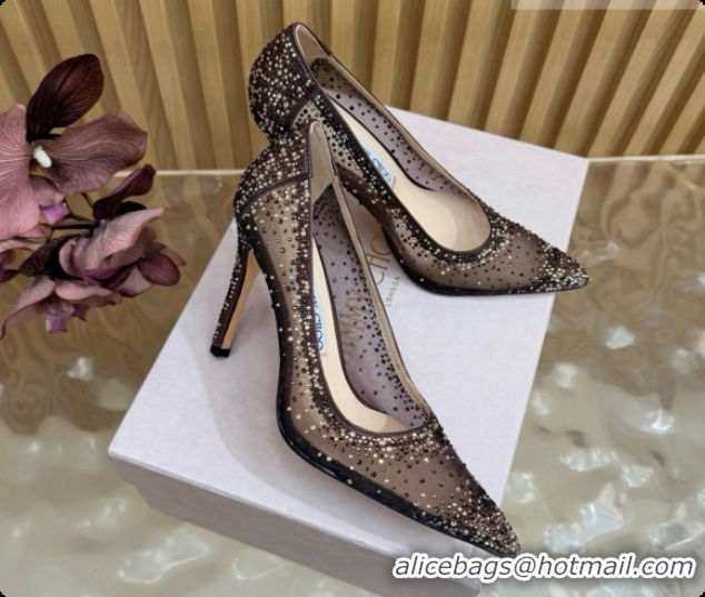 Durable Jimmy Choo Mesh Pumps with Crystals 10cm Heel J091257 Black 2026
