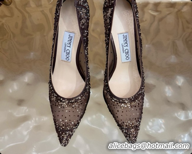 Durable Jimmy Choo Mesh Pumps with Crystals 10cm Heel J091257 Black 2026