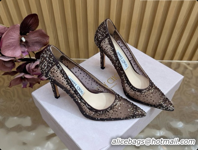 Durable Jimmy Choo Mesh Pumps with Crystals 10cm Heel J091257 Black 2026
