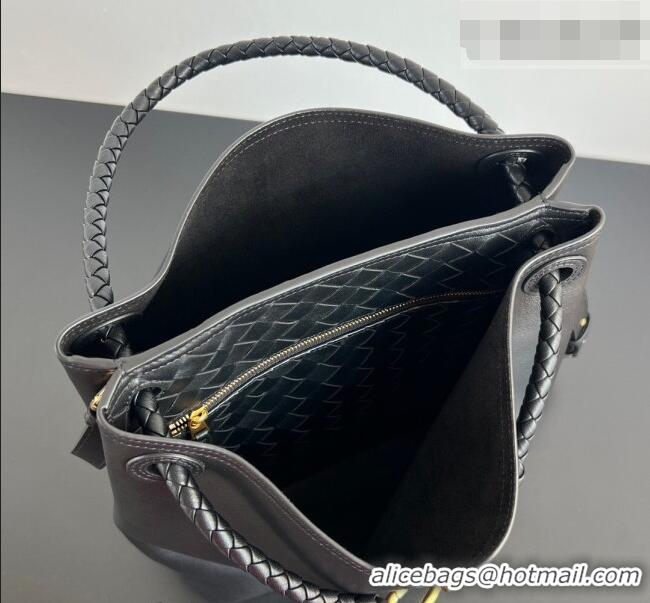 New Design Bottega Veneta Andiamo Bucket Bag in Silky Leather 844169 Black 2026
