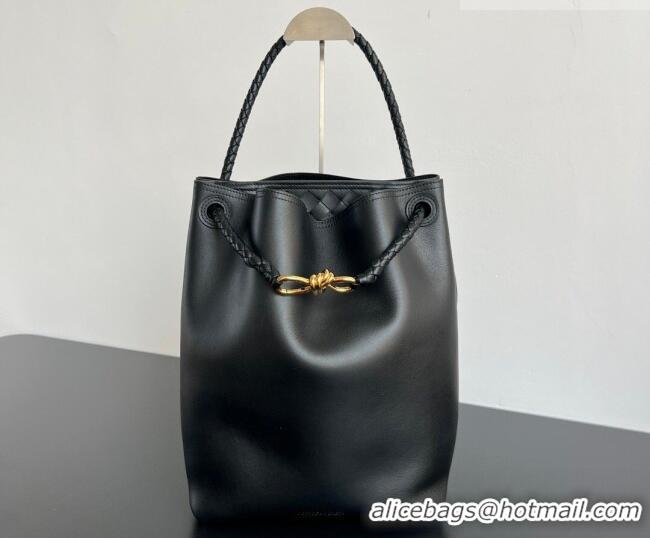 New Design Bottega Veneta Andiamo Bucket Bag in Silky Leather 844169 Black 2026