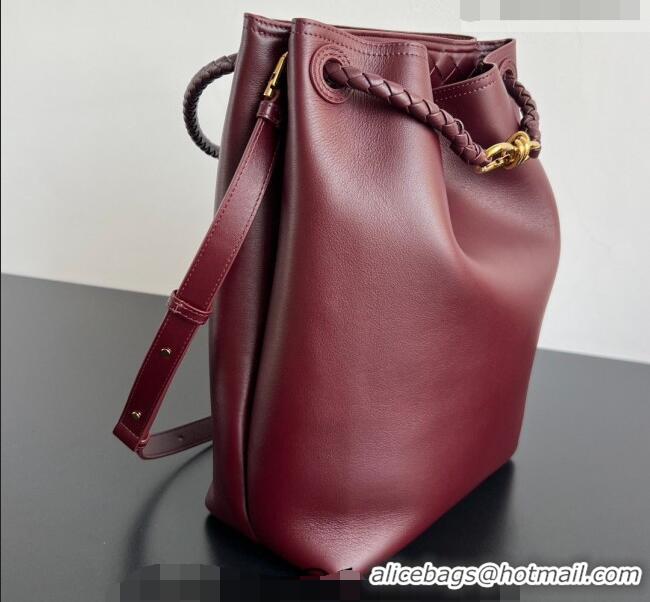 Luxury Cheap Bottega Veneta Andiamo Bucket Bag in Silky Leather 844169 Barolo Red 2026