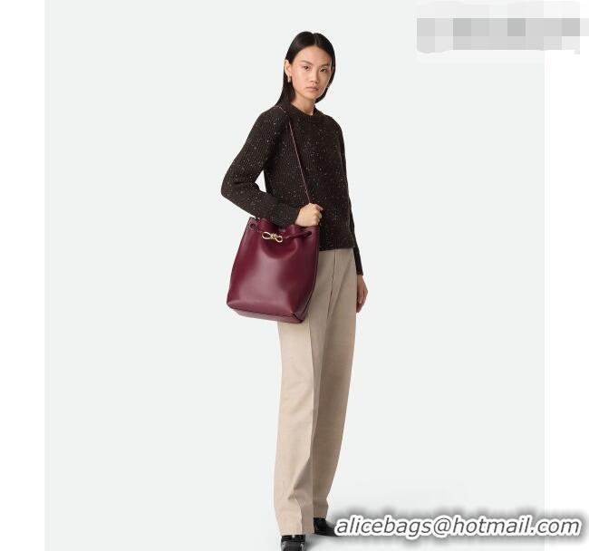 Luxury Cheap Bottega Veneta Andiamo Bucket Bag in Silky Leather 844169 Barolo Red 2026