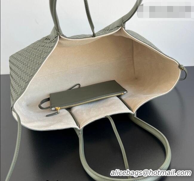 Buy Discount Bottega Veneta Medium Pinacoteca Tote Bag in Intrecciato Leather 817166 Pickle Green/Sea Salt 2026