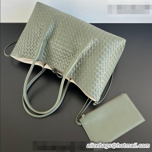 Buy Discount Bottega Veneta Medium Pinacoteca Tote Bag in Intrecciato Leather 817166 Pickle Green/Sea Salt 2026