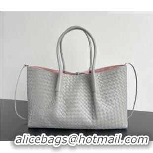 Free Shipping Bottega Veneta Medium Pinacoteca Tote Bag in Intrecciato Leather 817166 Silver Grey 2026
