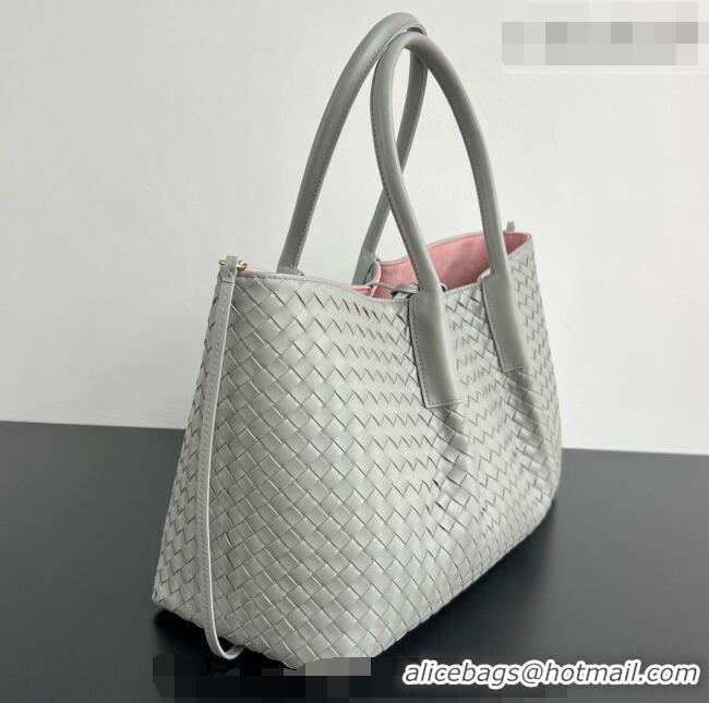 Free Shipping Bottega Veneta Medium Pinacoteca Tote Bag in Intrecciato Leather 817166 Silver Grey 2026