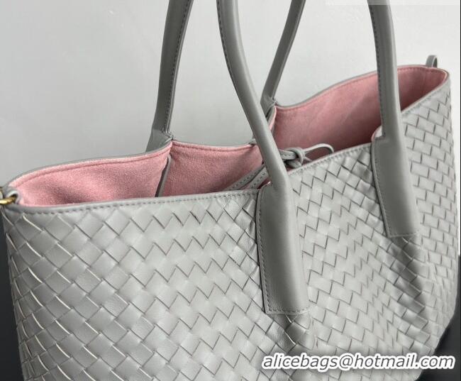 Free Shipping Bottega Veneta Medium Pinacoteca Tote Bag in Intrecciato Leather 817166 Silver Grey 2026