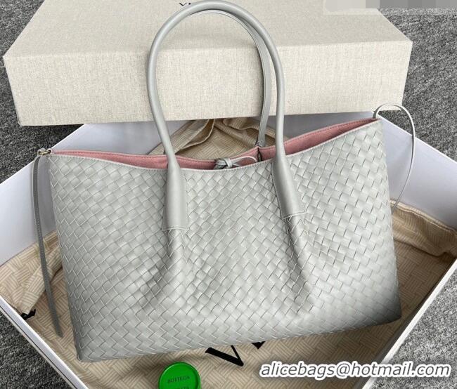 Free Shipping Bottega Veneta Medium Pinacoteca Tote Bag in Intrecciato Leather 817166 Silver Grey 2026