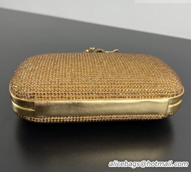 Market Sells Bottega Veneta Knot Clutch with Flower Clasp in Suede and Crystals 844122 Gold 2026
